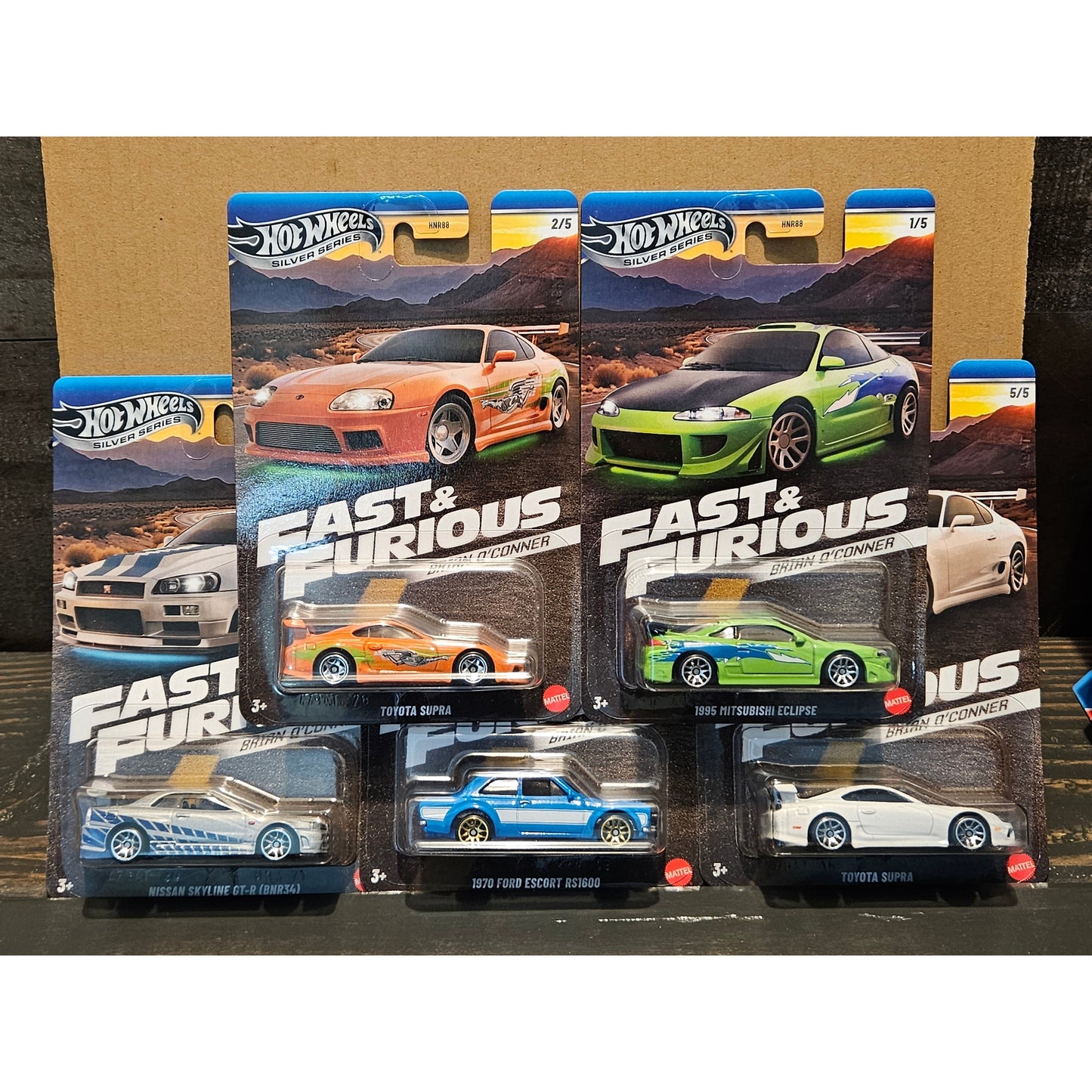 Hot Wheels 2025 Fast & Furious Brian O'Connor – Silver Series - 5 Car Set