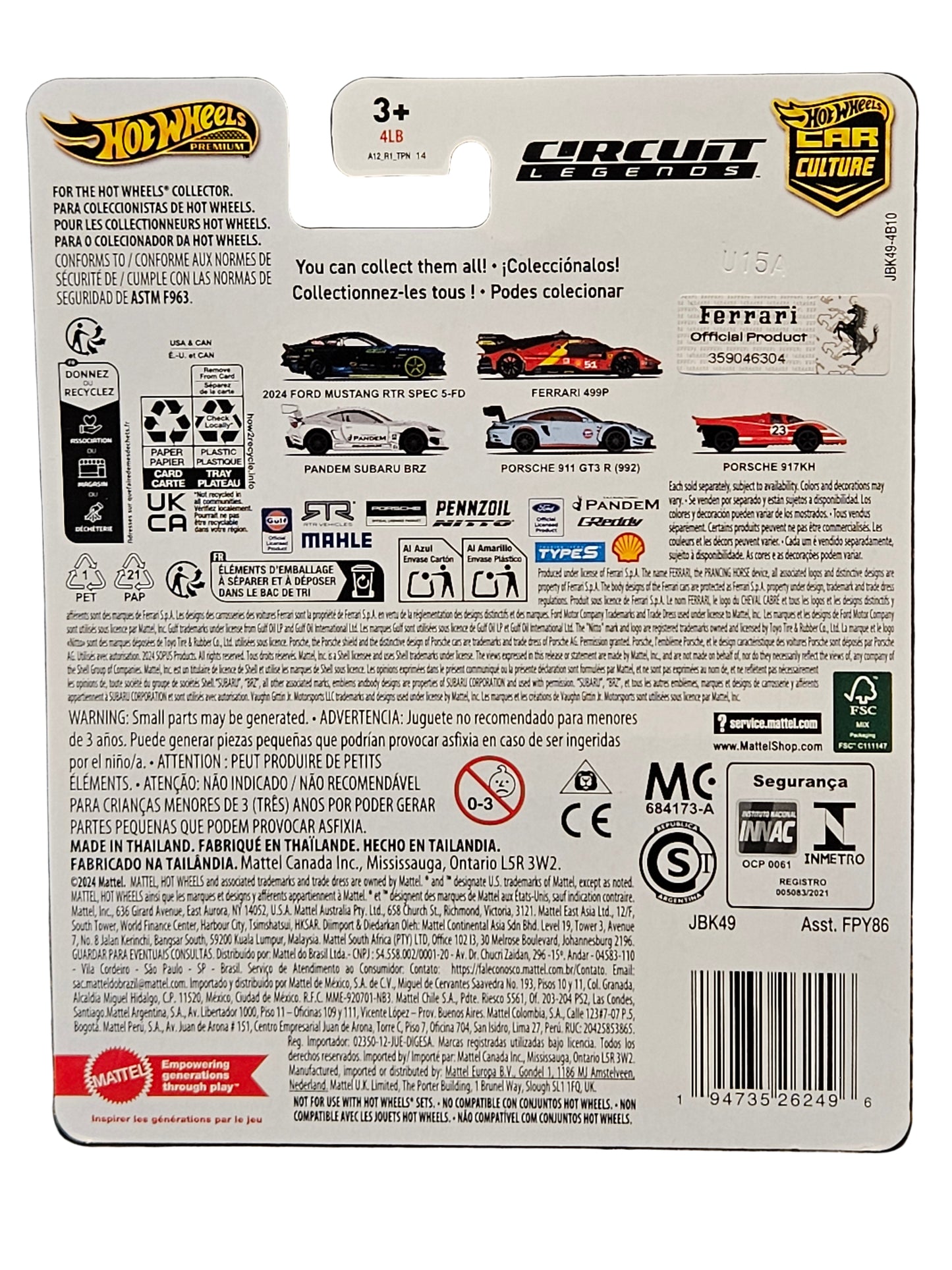 Hot Wheels 2025 Premium Ferrari 499P - Circuit Legends